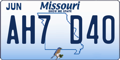 MO license plate AH7D4O