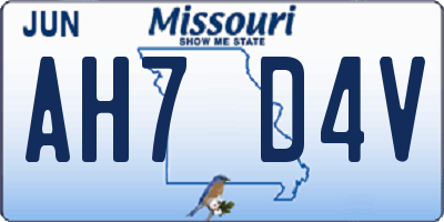 MO license plate AH7D4V