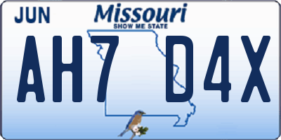 MO license plate AH7D4X