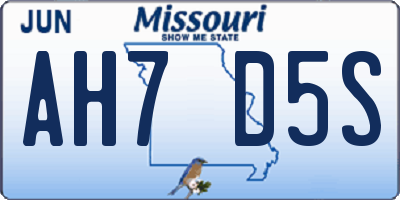 MO license plate AH7D5S