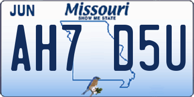 MO license plate AH7D5U