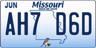 MO license plate AH7D6D