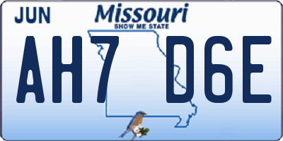 MO license plate AH7D6E