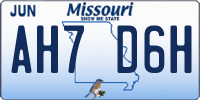 MO license plate AH7D6H