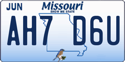 MO license plate AH7D6U
