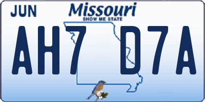 MO license plate AH7D7A