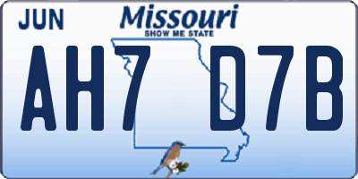 MO license plate AH7D7B