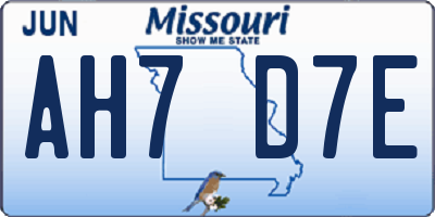 MO license plate AH7D7E