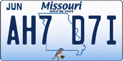 MO license plate AH7D7I