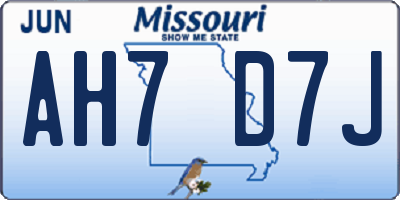 MO license plate AH7D7J