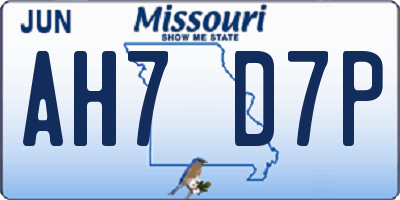 MO license plate AH7D7P