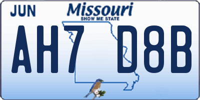 MO license plate AH7D8B