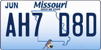 MO license plate AH7D8D
