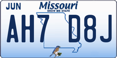 MO license plate AH7D8J