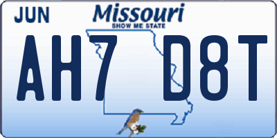 MO license plate AH7D8T
