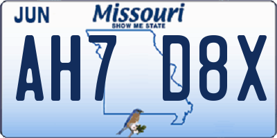 MO license plate AH7D8X