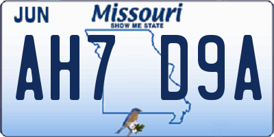 MO license plate AH7D9A