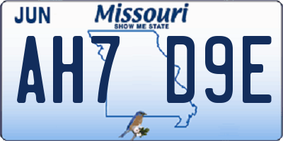 MO license plate AH7D9E