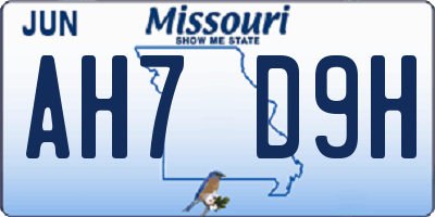 MO license plate AH7D9H