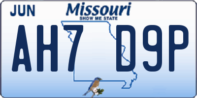 MO license plate AH7D9P