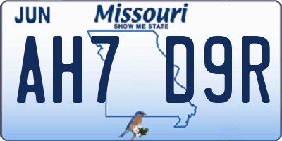 MO license plate AH7D9R