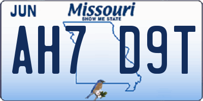 MO license plate AH7D9T