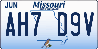 MO license plate AH7D9V