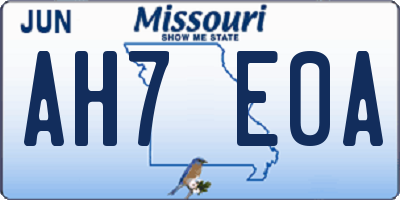 MO license plate AH7E0A