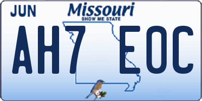 MO license plate AH7E0C