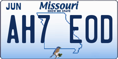 MO license plate AH7E0D