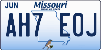 MO license plate AH7E0J
