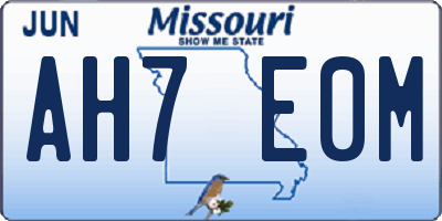 MO license plate AH7E0M