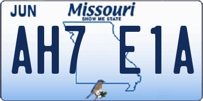 MO license plate AH7E1A