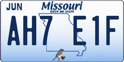 MO license plate AH7E1F