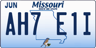 MO license plate AH7E1I