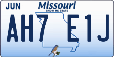 MO license plate AH7E1J