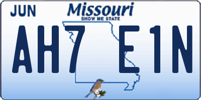 MO license plate AH7E1N