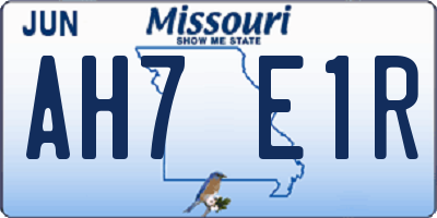MO license plate AH7E1R