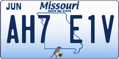 MO license plate AH7E1V