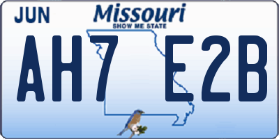 MO license plate AH7E2B