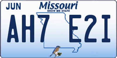 MO license plate AH7E2I