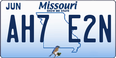 MO license plate AH7E2N