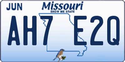 MO license plate AH7E2Q