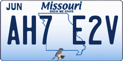MO license plate AH7E2V