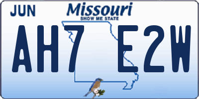 MO license plate AH7E2W
