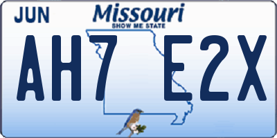 MO license plate AH7E2X