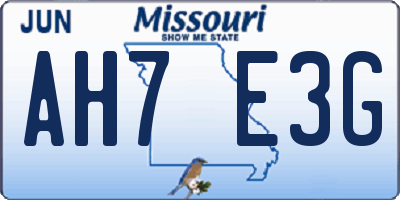 MO license plate AH7E3G