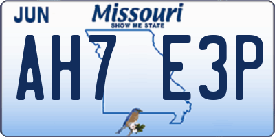 MO license plate AH7E3P