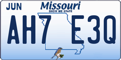 MO license plate AH7E3Q
