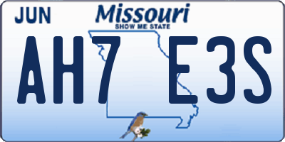 MO license plate AH7E3S